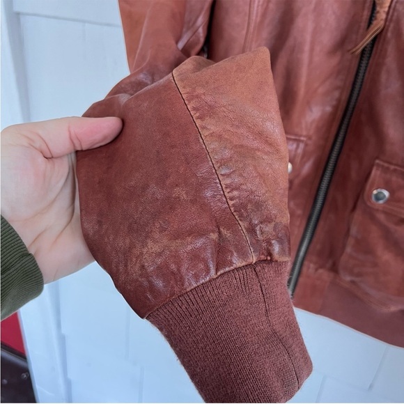 Mackage Moto Lamb Leather Concealed Hood Brown Jacket size Medium - Picture 12 of 15